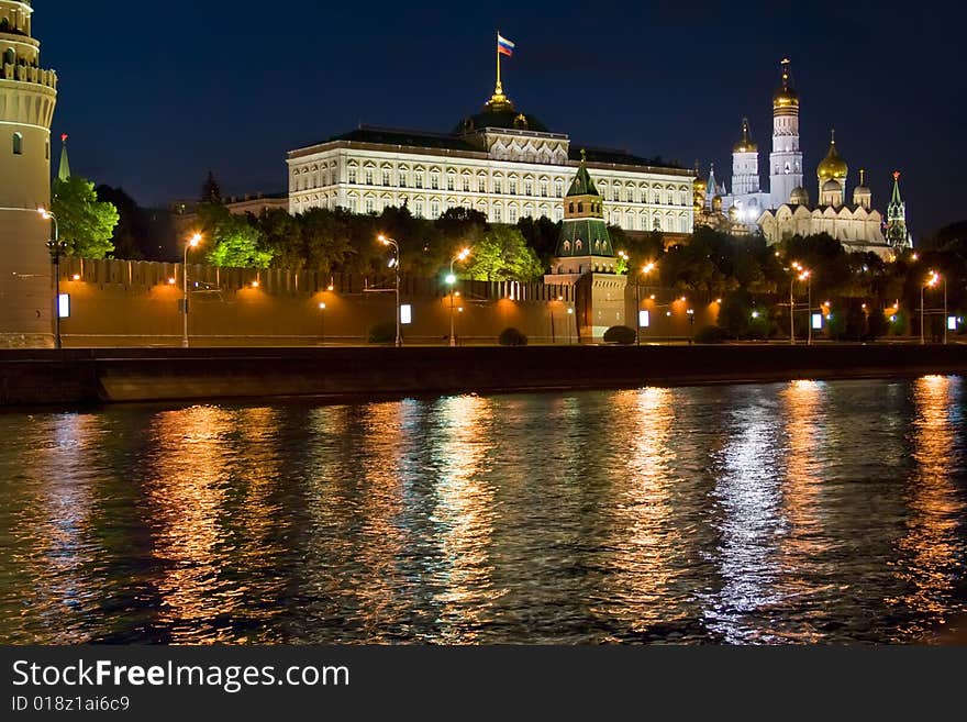 The view of Moscow Kremlin from the bank of Moskva river. The view of Moscow Kremlin from the bank of Moskva river