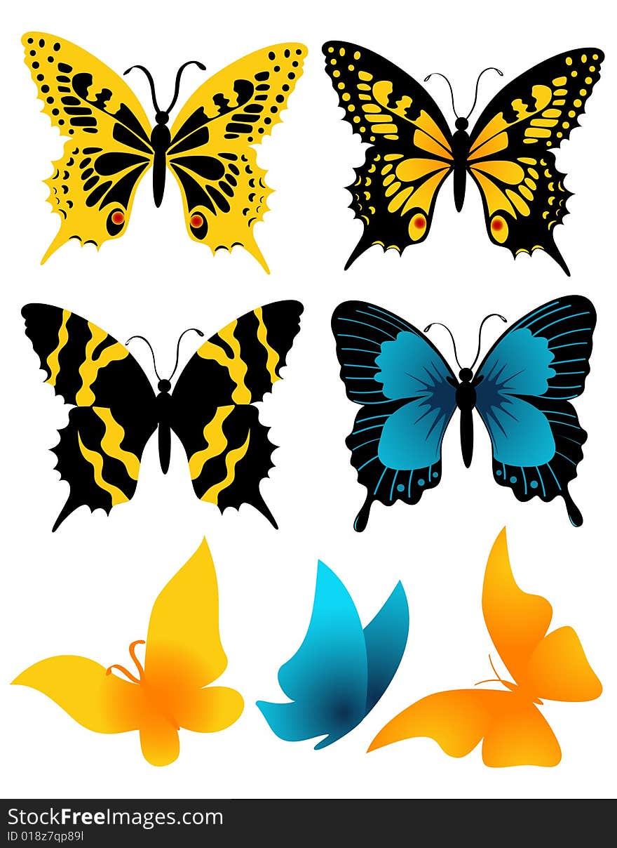 Butterflies, vector illustration, AI file included. Butterflies, vector illustration, AI file included