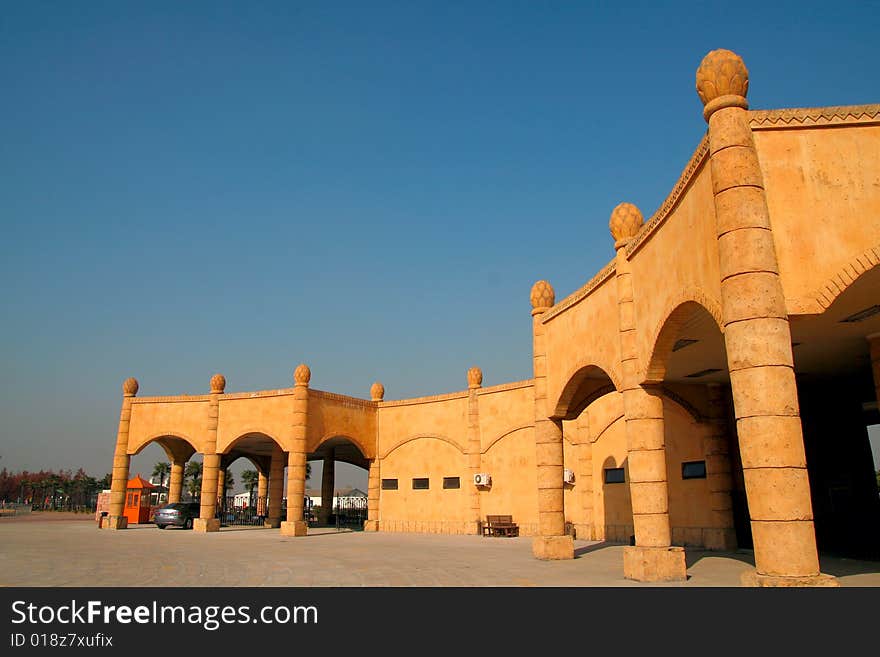 Arab building with blue sky