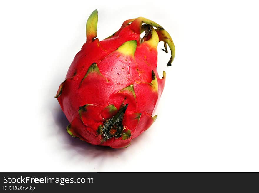 Red Dragon fruit with white background