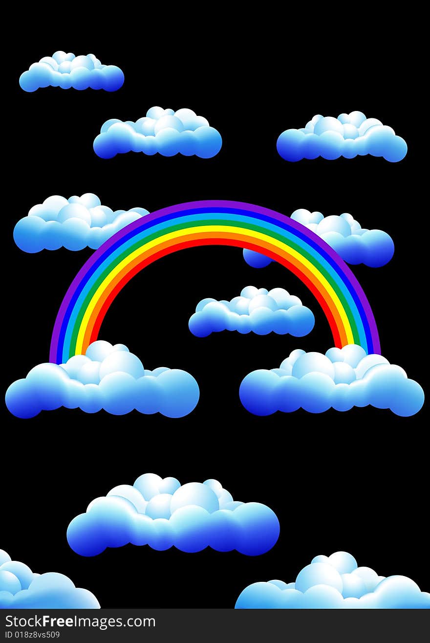 Rainbow in the night, vector illustration, AI file included. Rainbow in the night, vector illustration, AI file included