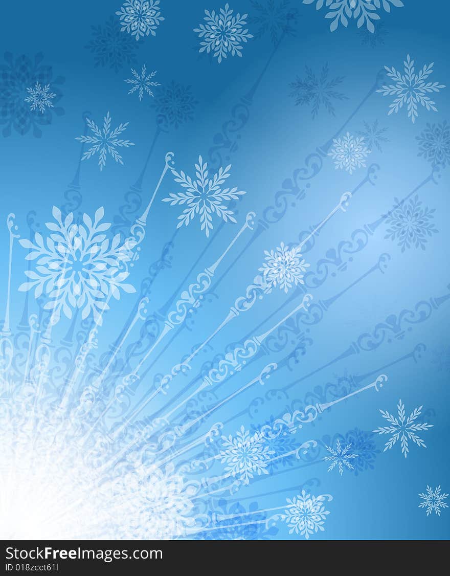 Radiating Snowflakes Background