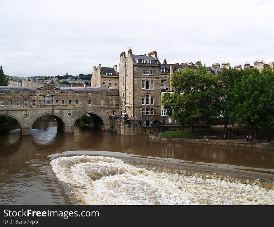 The bridge in Bath, England. The bridge in Bath, England.