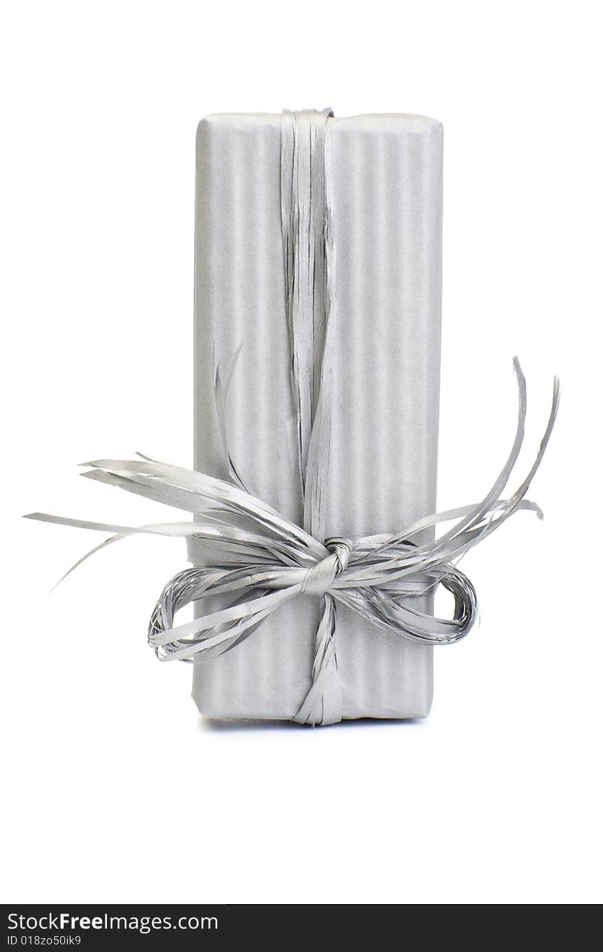 A photo of one gift box over white