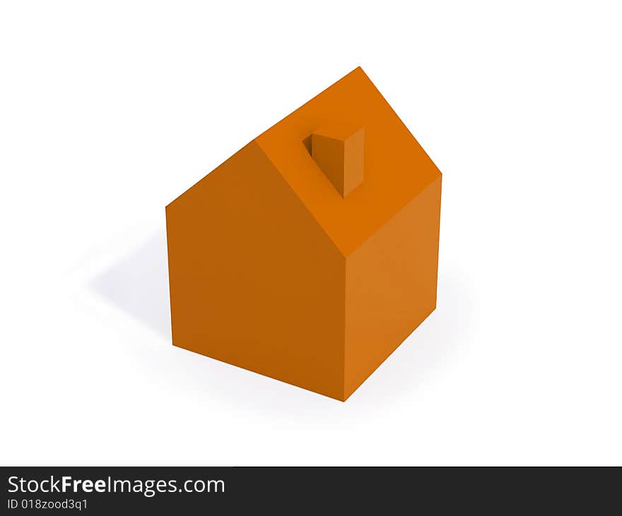 One orange house isolated on white background. FIND MORE houses in my portfolio. One orange house isolated on white background. FIND MORE houses in my portfolio