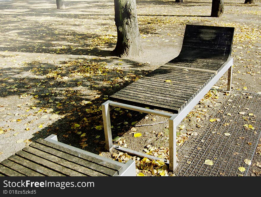 Bench In The Park At Autumn, Berlin