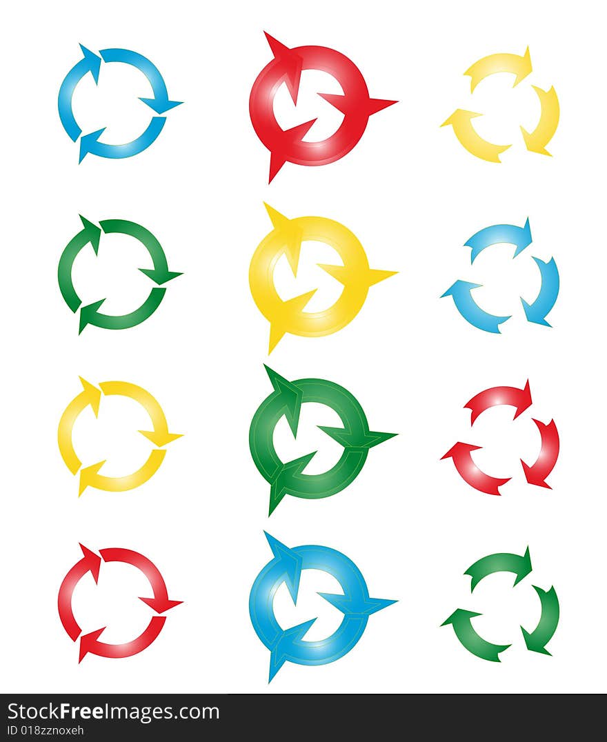 Illustration of ecology color symbols. Illustration of ecology color symbols