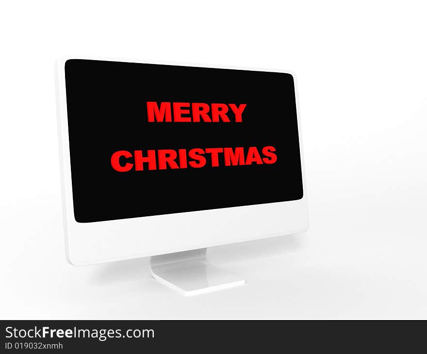 Three dimensional merry christmas text on screen