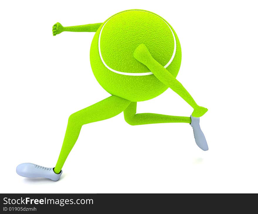 Isolated three dimensional running tennis ball