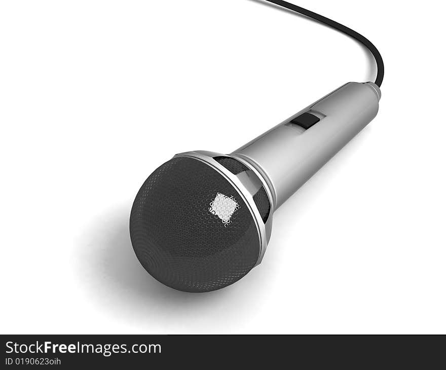 Isolated three dimensional view of microphone. Isolated three dimensional view of microphone