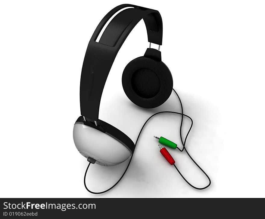 Three dimensional headset on an isolated background