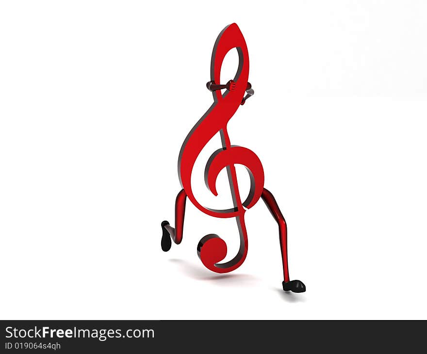 Isolated three dimensional one treble clef