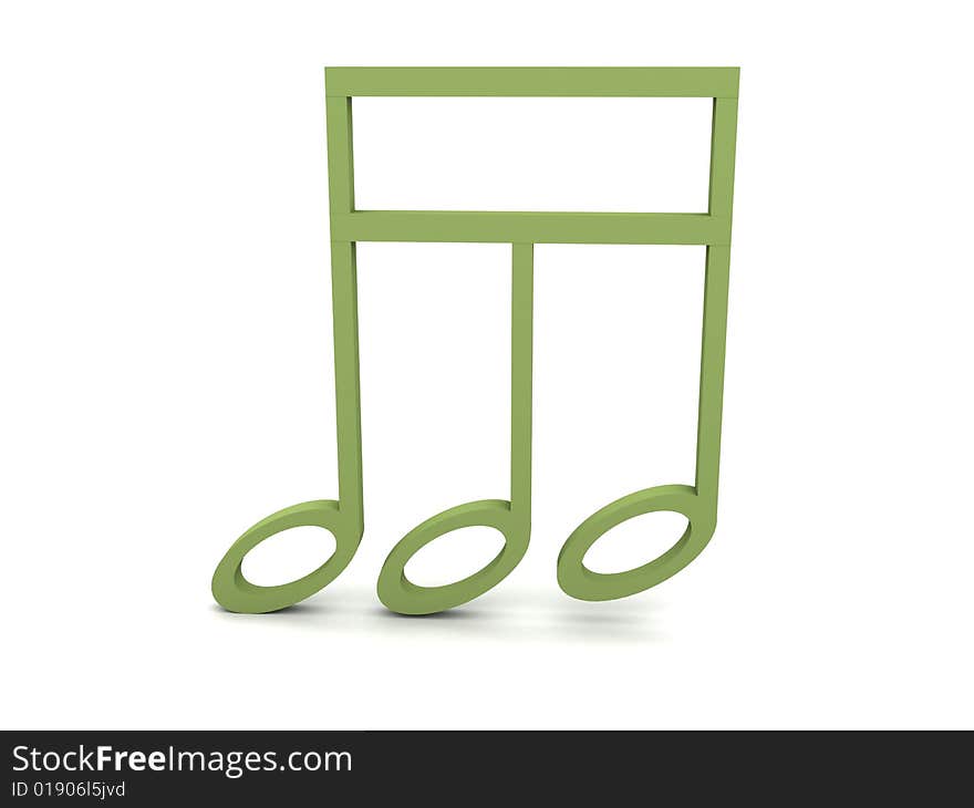 View Of Three Dimensional Green Musical Clef Note