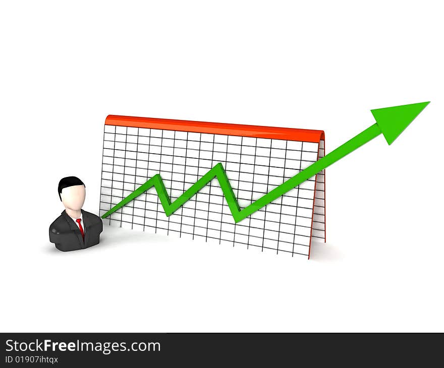 Three Dimensional Man With Progress Graph