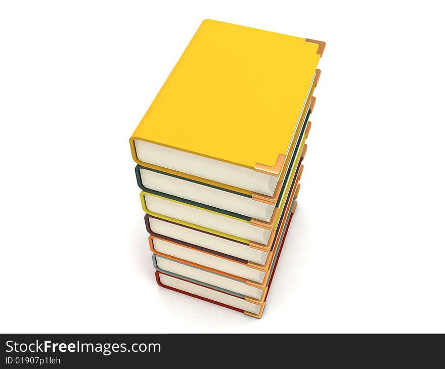 Three dimensional pileup books with white background