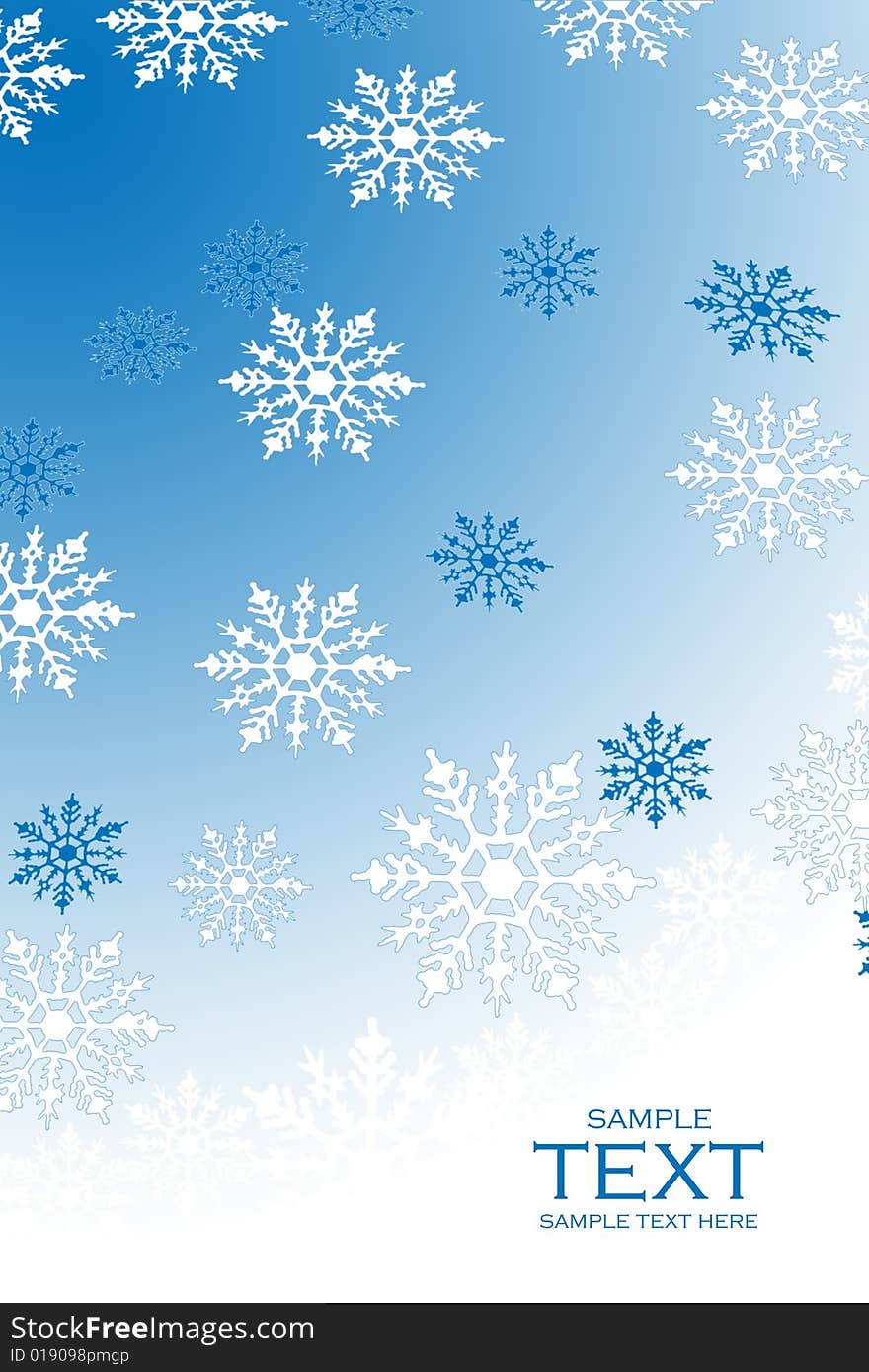 Snowflake background in blue and white with copyspace. Snowflake background in blue and white with copyspace