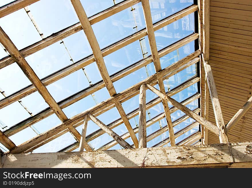 The skylight with blue sky background.