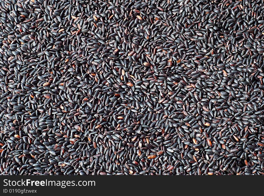 Black rice close up for background