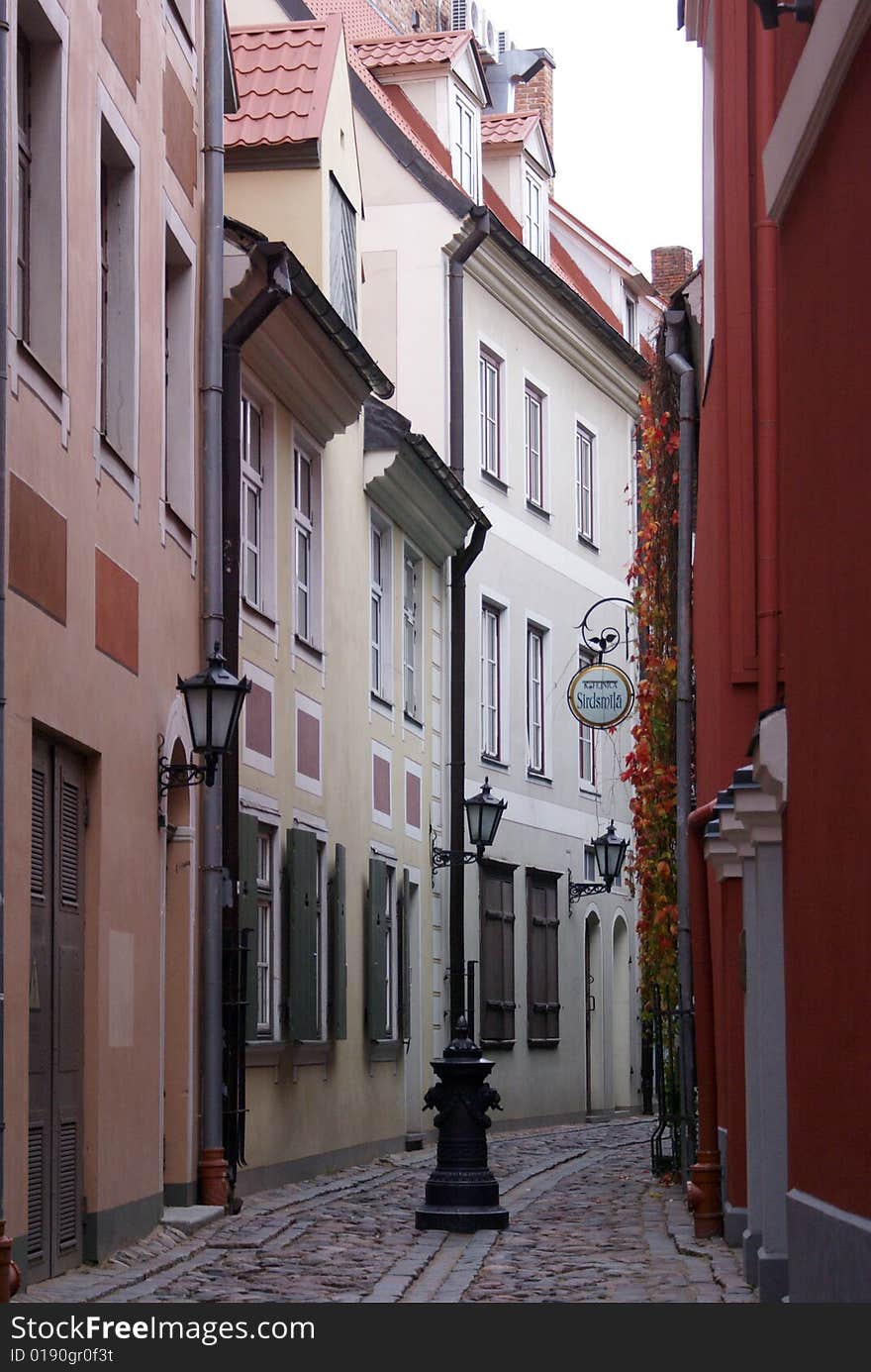 Pink street in ceter of Riga, Latvia. Pink street in ceter of Riga, Latvia