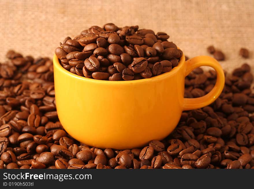 A cup of coffee beans