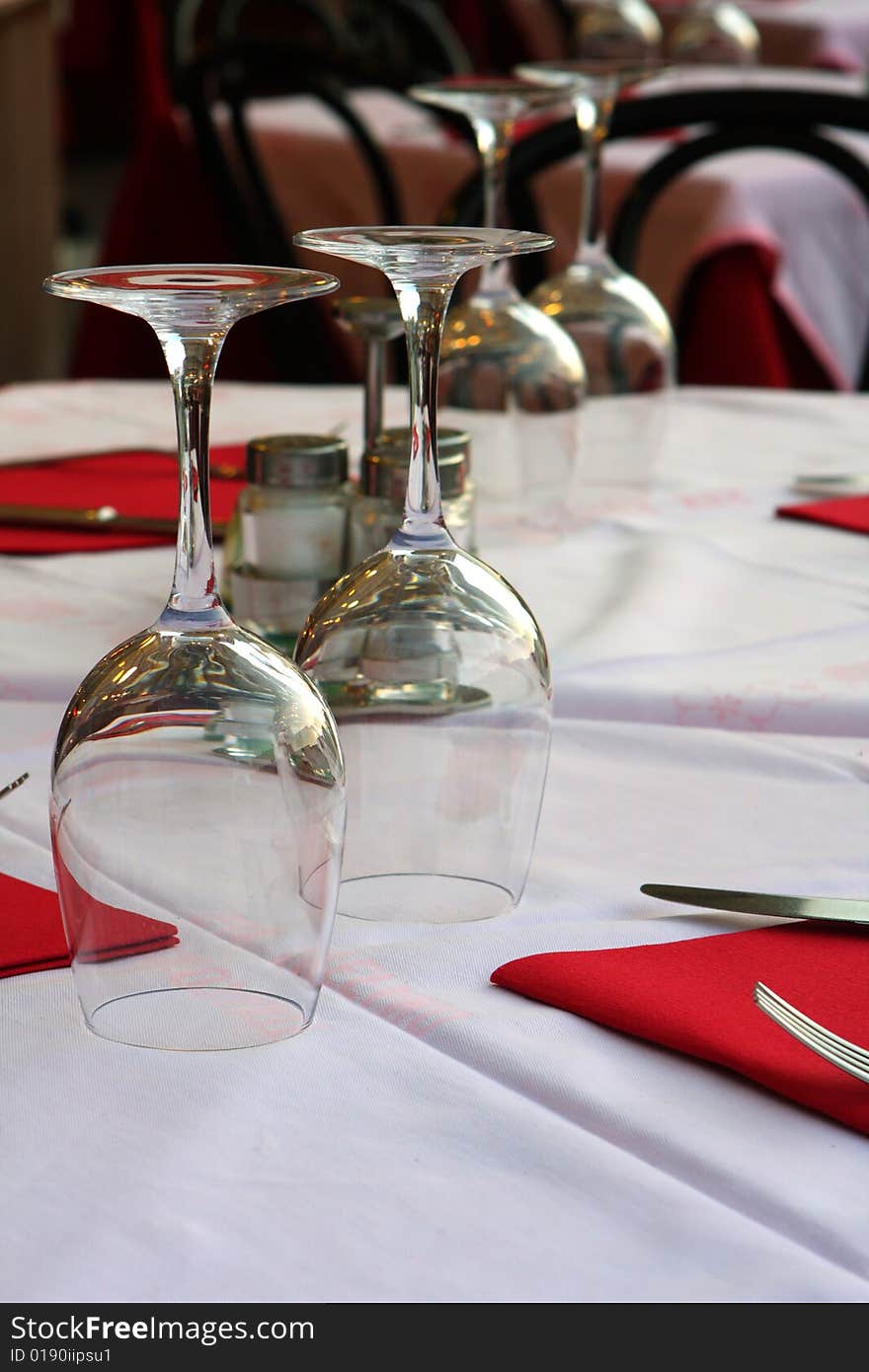 Wineglasses on the table in a restaurant