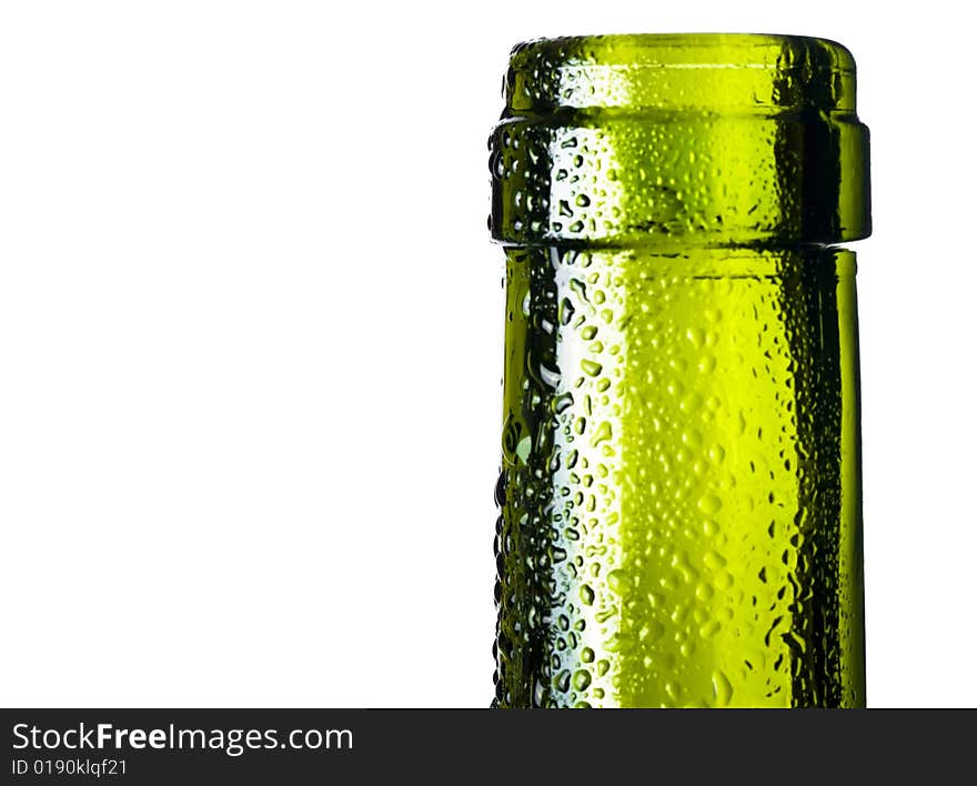 Green bottle on white background