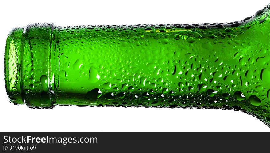 Green bottle on white background