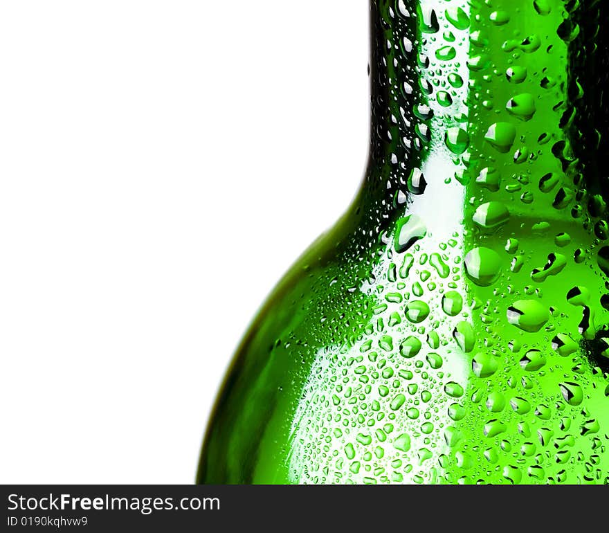 Green bottle on white background