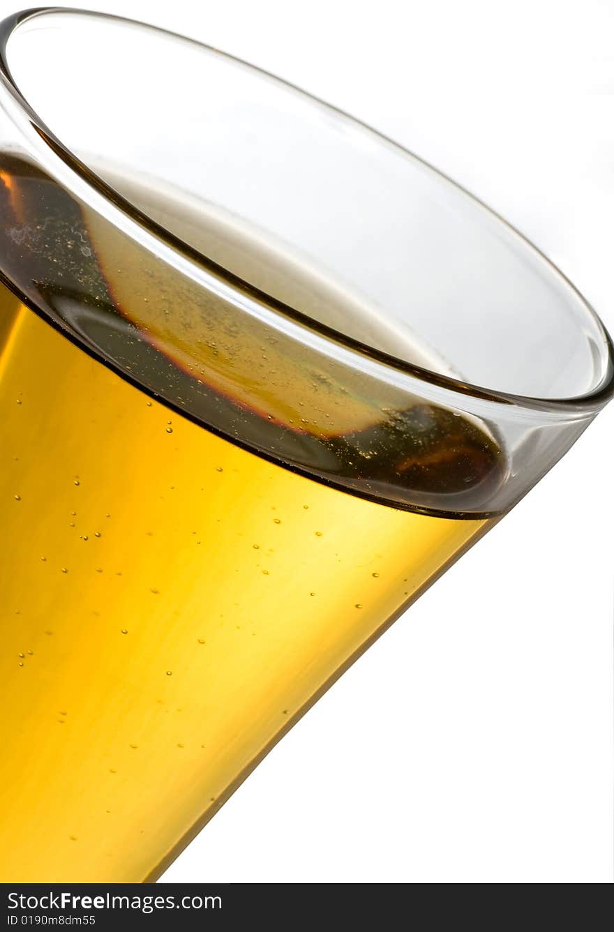 A glass of beer on white