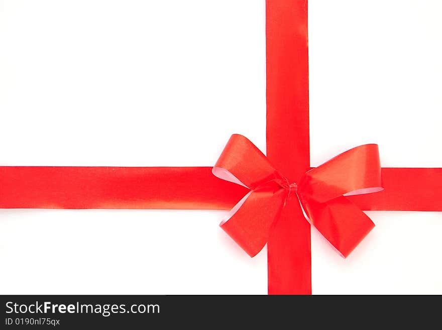 Red bow isolated on white background