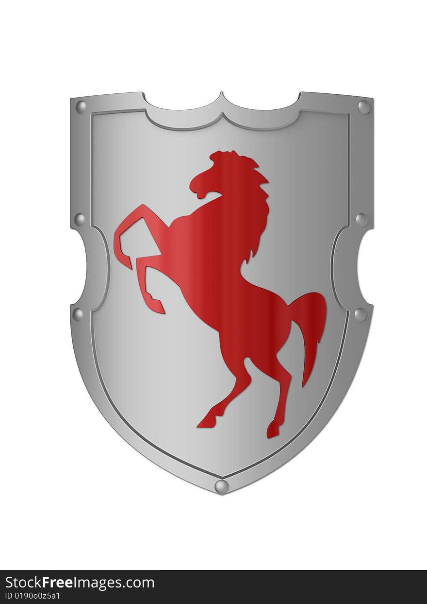 The image of the shield laying on a background, 3D rendering