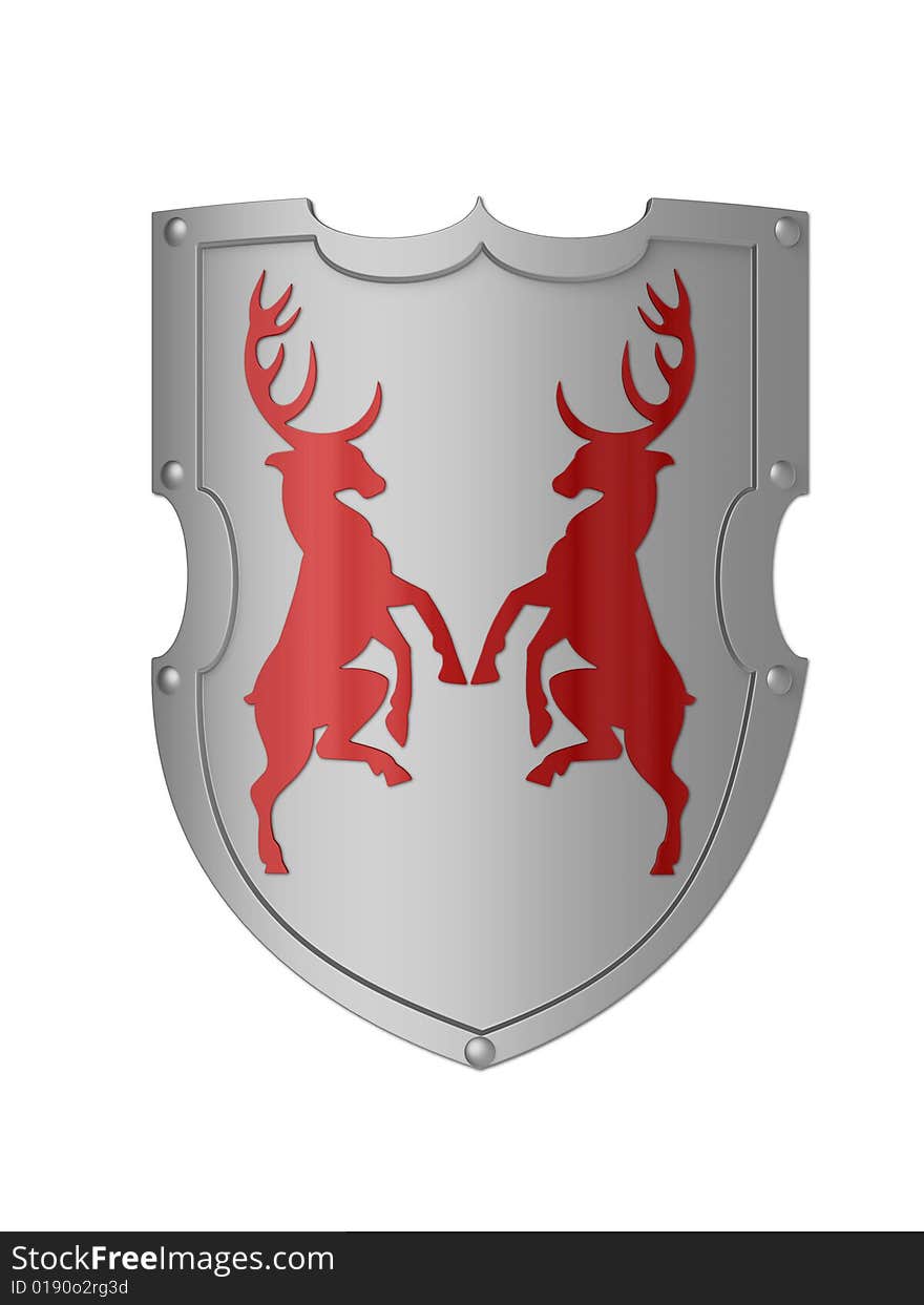 The image of the shield laying on a background, 3D rendering