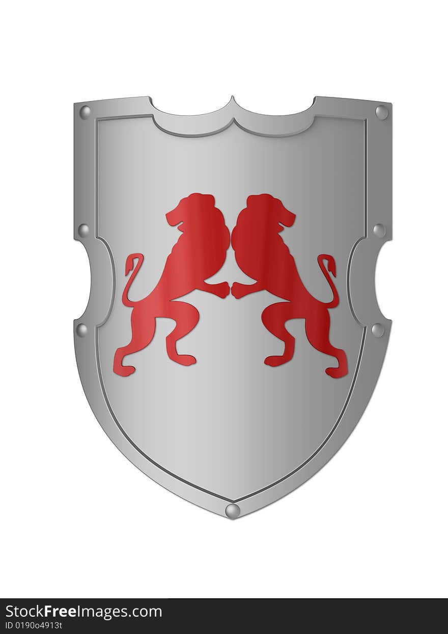 The image of the shield laying on a background, 3D rendering