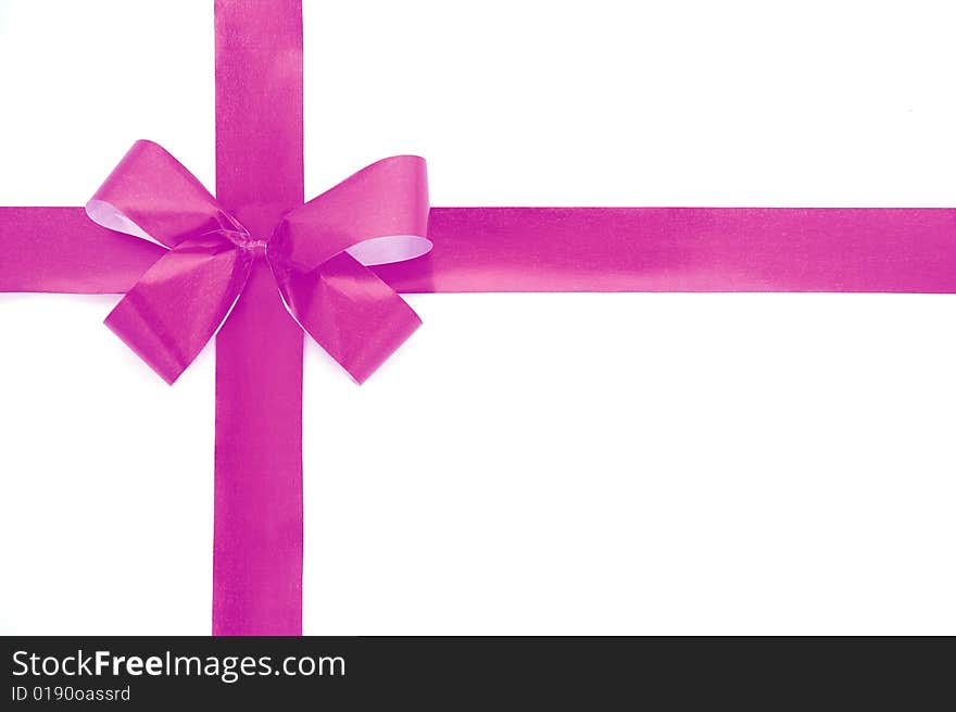 Violet bow isolated over white background