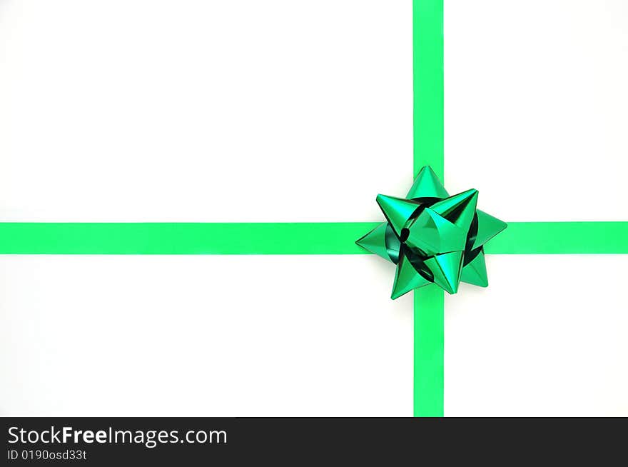 Green bow isolated on white background