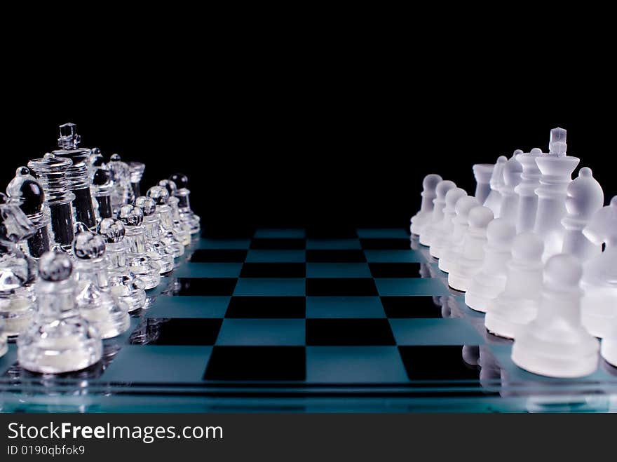 A shot of a chessboard ready to play. A shot of a chessboard ready to play