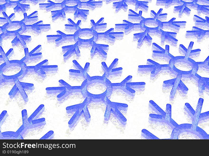 Christmas snowflake in ice background