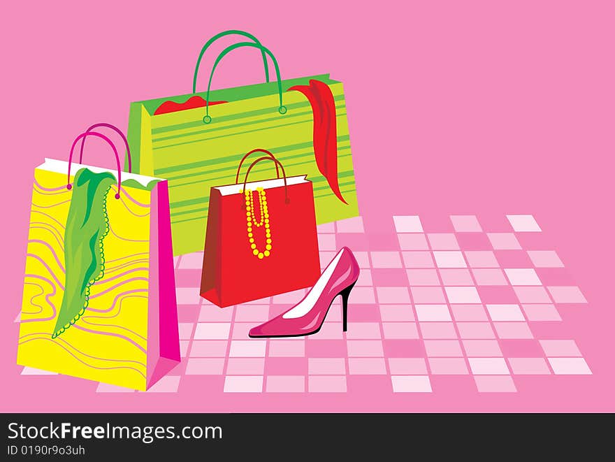 Bags with purchases after shopping