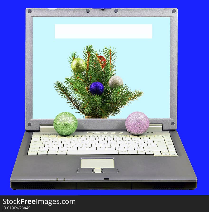 Laptop With Christmas Ornaments