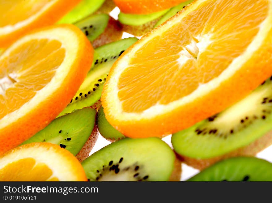 Orange And Kiwi Slices Background