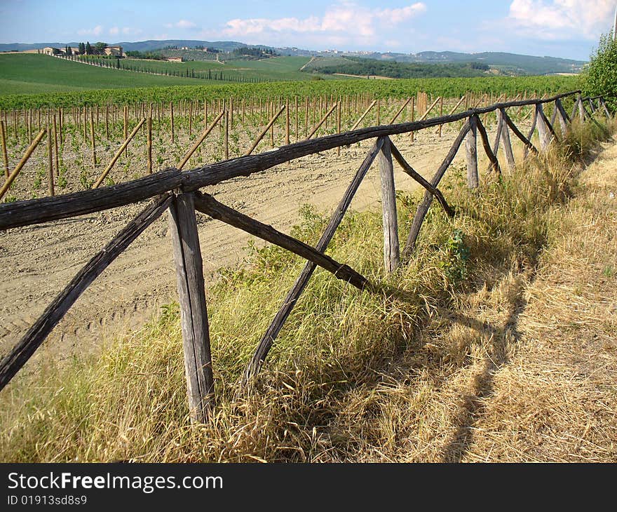 Tuscan Landscape With Fence