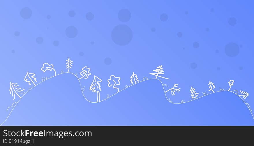 Illustrated vector Christmas theme with little trees, blue tone. Illustrated vector Christmas theme with little trees, blue tone.