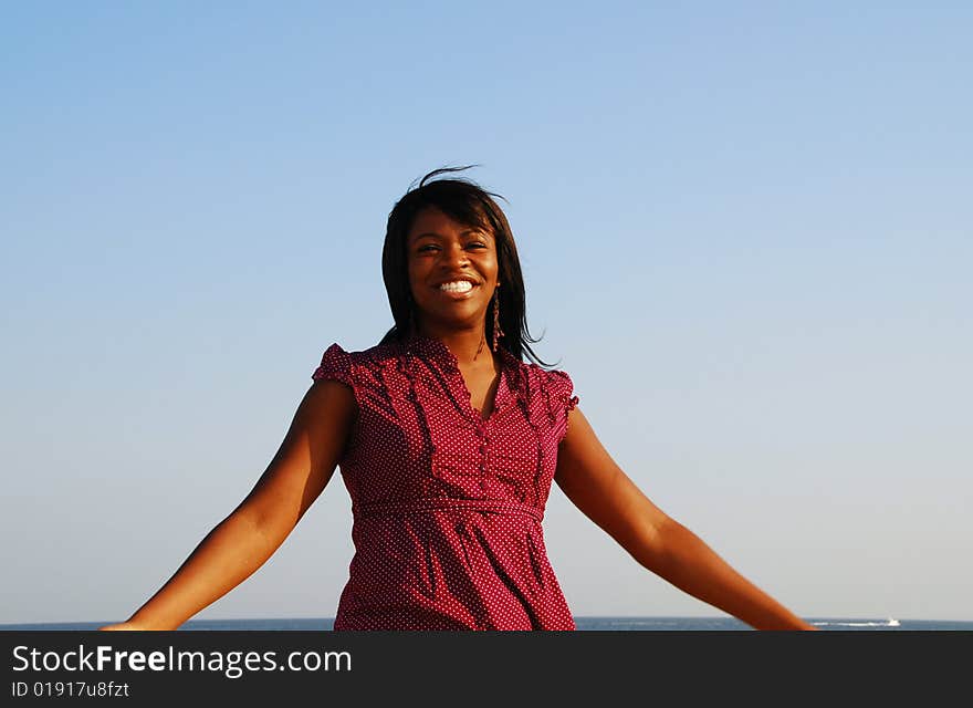 Pretty young girl wearing purple portrait. Pretty young girl wearing purple portrait