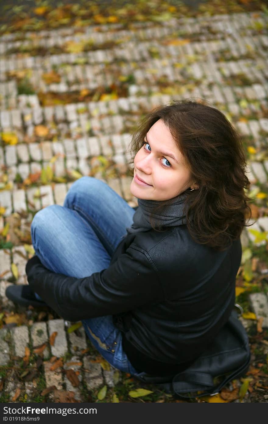 Woman Sit On The Stairs