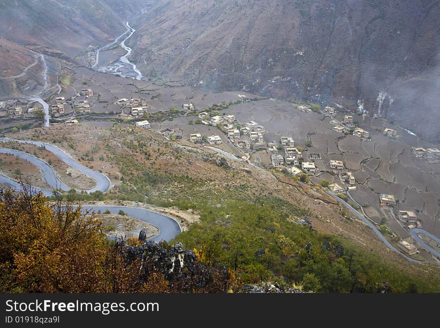 Village in mountais in the southwest of china. Village in mountais in the southwest of china