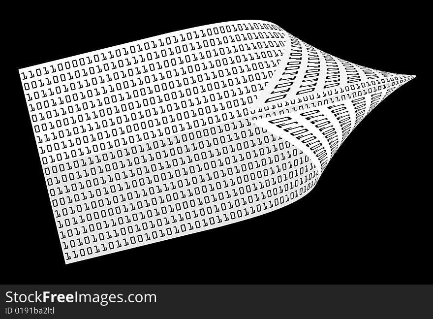 Paper plane illustration with binary numbers on it. Paper plane illustration with binary numbers on it