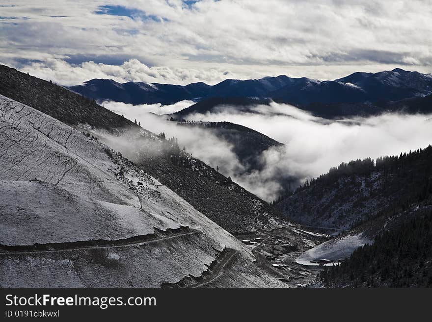 High mountains under snow