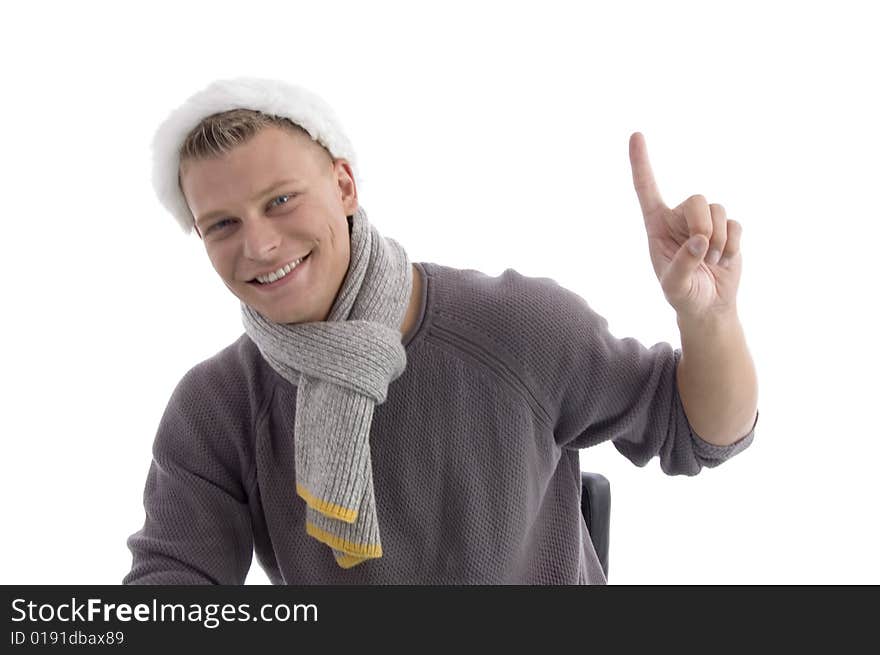 Smiling young male with christmas hat