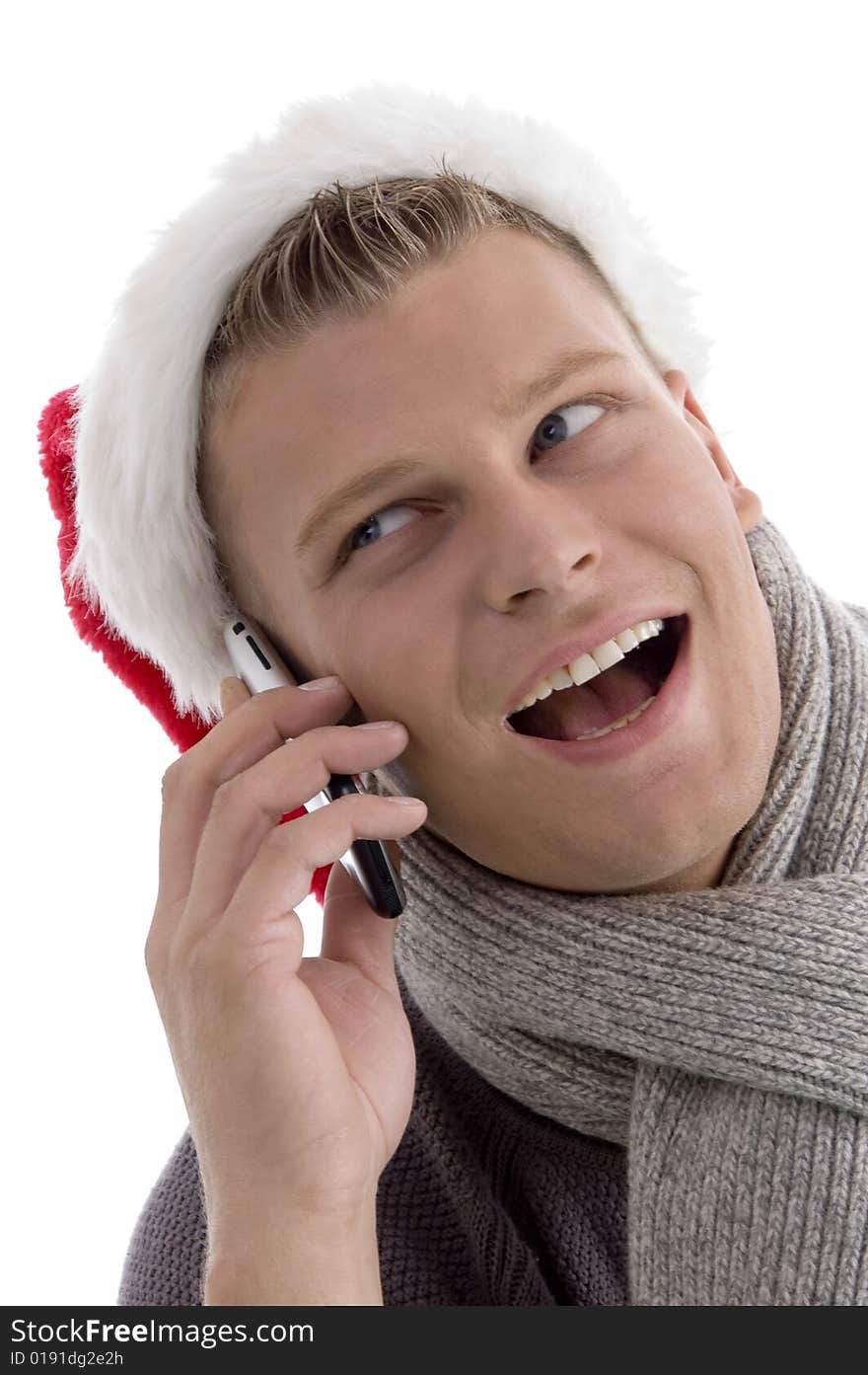 Smiling male with christmas hat