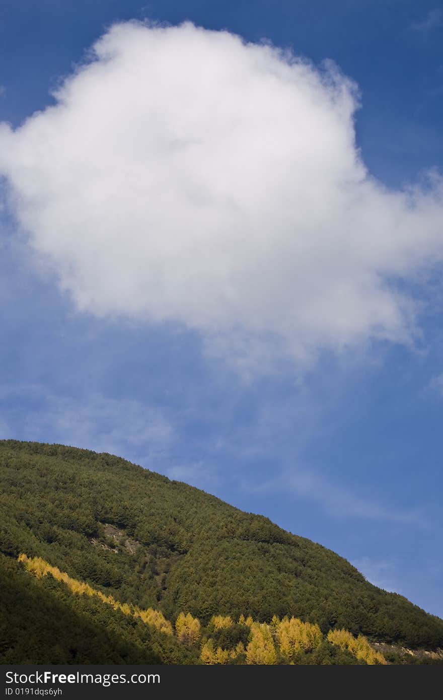 Cloud over mountain